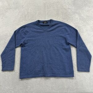 Pure Cashmere VNeck Sweater Women XL Blue Cashmere Luxe Boho Minimal